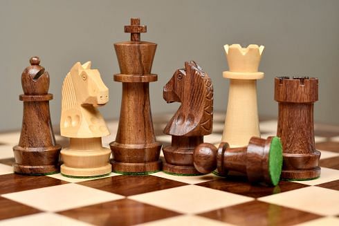 The Championship Series Staunton Chess Pieces in Sheesham Wood & Boxwood - 3.75