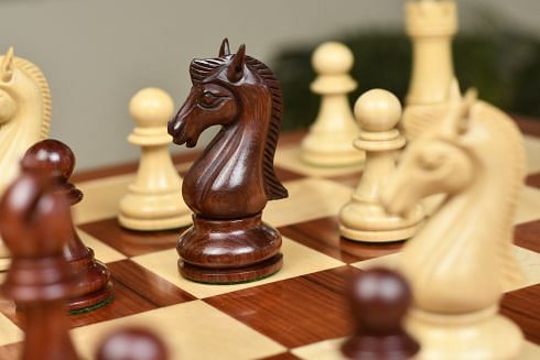 The Candidates Series Staunton Chess Pieces in Bud Rose / Box Wood - 3.75