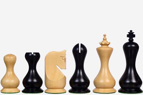 The Wooden Hour Glass Series Chess Pieces in Ebonized Boxwood & Natural Boxwood - 4.1
