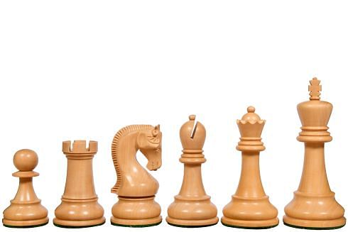 The Leningrad Club-Sized Wooden Chess Pieces in Sheesham Wood (Golden Rosewood) & Boxwood- 4.0