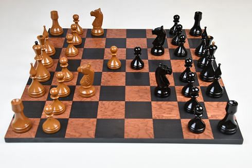 Repro 1961 Soviet Championship Baku Chess Pieces Painted in Brown and Black Color - 4