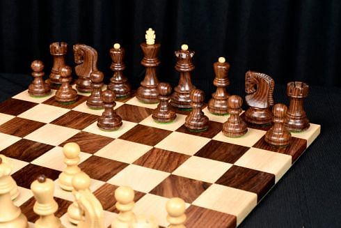 Traditional Russian Zagreb Wooden Chess Pieces in Sheesham & Natural Boxwood - 3.1