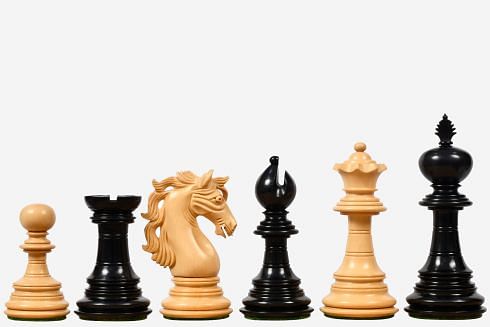 American Adios Series Luxury Chess Pieces in Ebony / Box Wood - 4.4