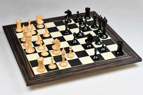Reproduced 1910 Circa Lasker–Schlechter World Championship Chessmen in Genuine Ebony Wood & Boxwood - 4.5