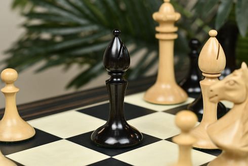 Reproduced 1910 Circa Lasker–Schlechter World Championship Chessmen in  Genuine Ebony Wood & Boxwood - 4.4 King