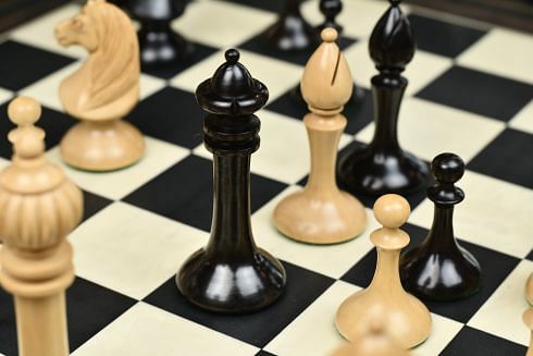 Reproduced 1910 Circa Lasker–Schlechter World Championship Chessmen in Genuine Ebony Wood & Boxwood - 4.5