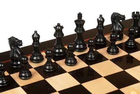The Classic 101 Staunton Series Club Size Wooden Chess Pieces In Ebony Wood & Box Wood - 3.0