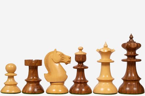 Reproduced Vintage Series Original Austrian Coffee House Old Vienna Chess Pieces in Sheesham Wood and Boxwood V2.0- 3.75