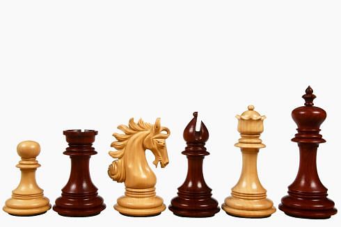 The Arabian Knight Series Artisan Staunton Chess Pieces in Bud Rose & Box Wood - 4.2
