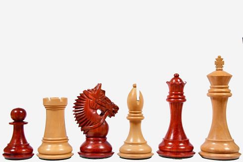 The American Bridle Triple-Weighted Chess Pieces with Extra Queen - Handcrafted in Bud Rosewood & Boxwood 4.2