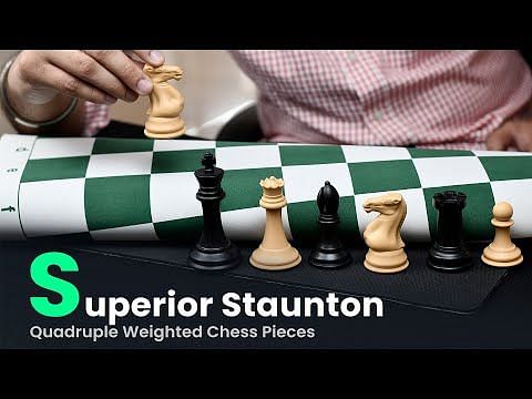 The Superior Staunton Series Quadruple Weighted Chess Pieces in Black Dyed & Natural White Solid Plastic - 4.1