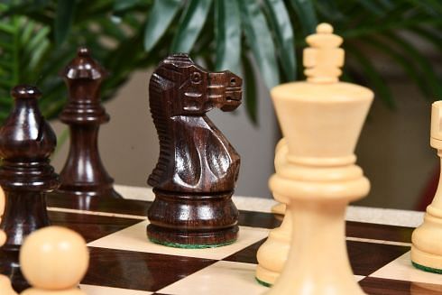 The Smokey Staunton Series Chess Pieces in Rose Wood & Boxwood - 3.8