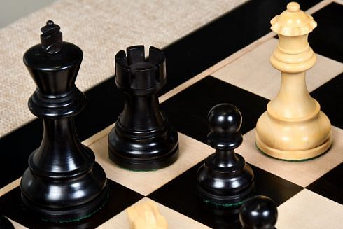 Clearance - The Smokey Staunton Series Chess Pieces in Ebonized boxwood & Natural Boxwood- 3.8