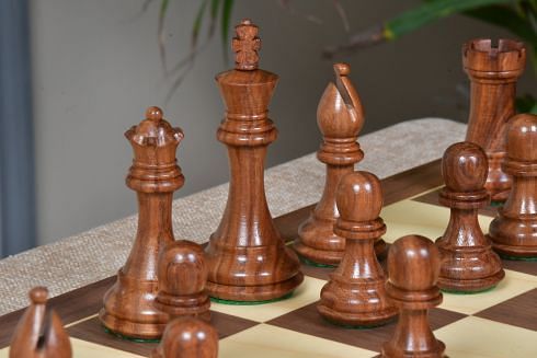 The Bridle Knight Series Wooden Chess Pieces in Sheesham & Box Wood - 4.0