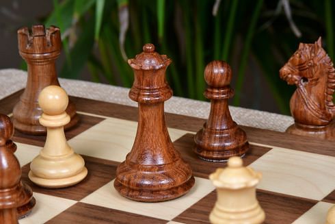 Combo of The Bridle Study Analysis Chess Pieces in Sheesham and Boxwood  with Walnut Maple Wooden Chess Board - 3.2 King