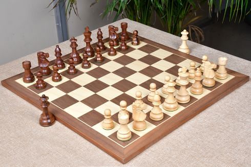 WE Games French Staunton Chess Set - Weighted Pieces & Walnut Wood Board  14.75 in. 