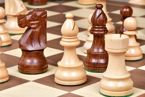 Reproduced French Lardy Exclusive Weighted Chess Pieces in Sheesham(Golden Rosewood) / Box wood - 3.75