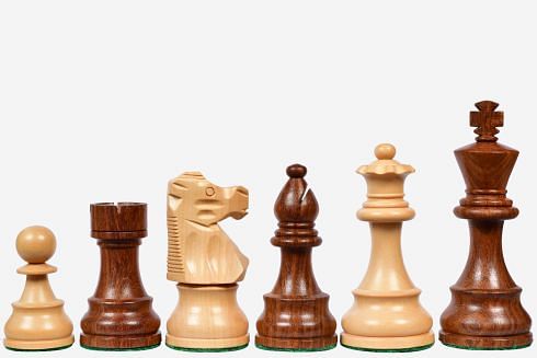 Reproduced French Lardy Exclusive Weighted Chess Pieces in Sheesham(Golden Rosewood) / Box wood - 3.75