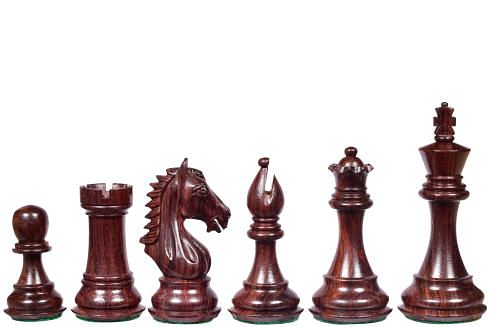 Derby Knight Staunton Weighted Chess Pieces in Rosewood & Boxwood - 4.1