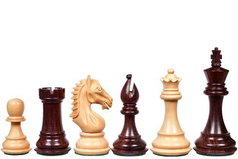 Derby Knight Staunton Weighted Chess Pieces in Rosewood & Boxwood - 4.1