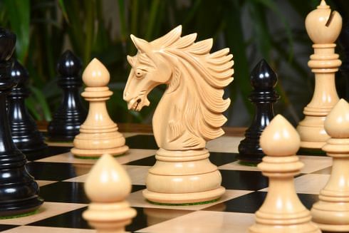 The Sher-E-Punjab Series Chess Pieces in Ebony Wood / Box Wood - 4.6