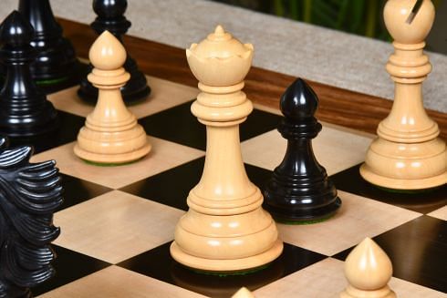 The Sher-E-Punjab Series Chess Pieces in Ebony Wood / Box Wood - 4.6