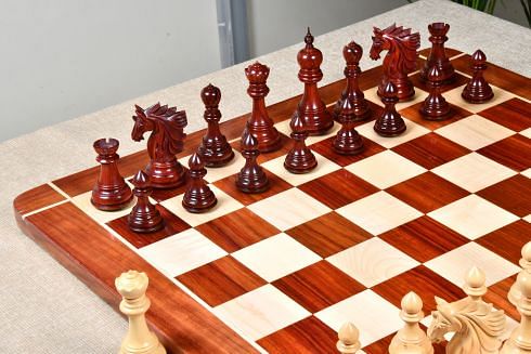 The Sher-E-Punjab Series Chess Pieces in Bud Rose Wood / Box Wood - 4.6