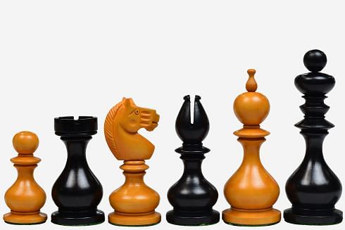 Reproduced Antique Series Dublin Pattern Calvert Chess Pieces in Ebonized Boxwood & Antiqued Boxwood - 4.1