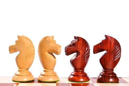 The 1950s Soviet (Russian) Latvian Reproduced Chess Pieces in Budrosewood & Natural Boxwood - 4.1