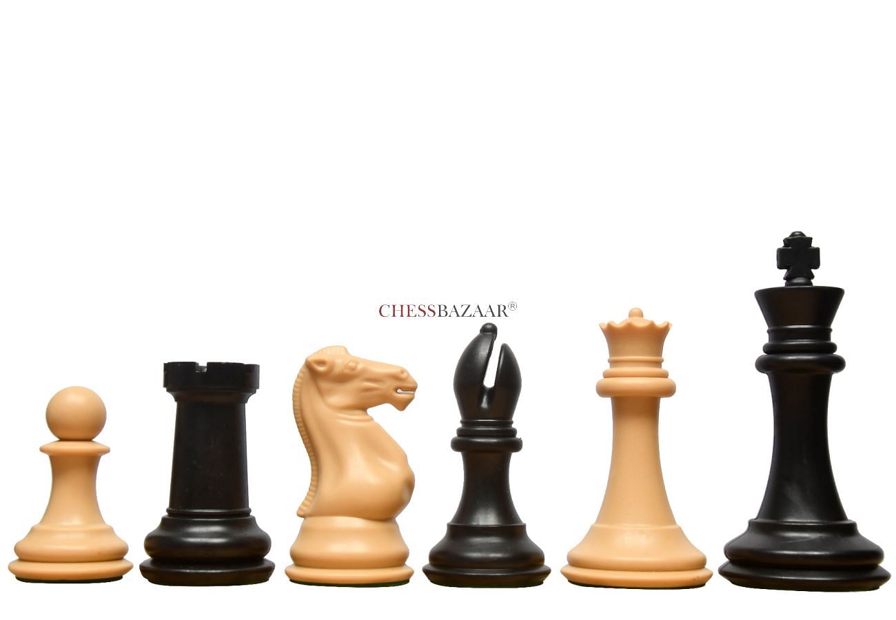 The Superior Staunton Series Quadruple Weighted Chess Pieces in Black Dyed   Natural White Solid Plastic 4.1" King