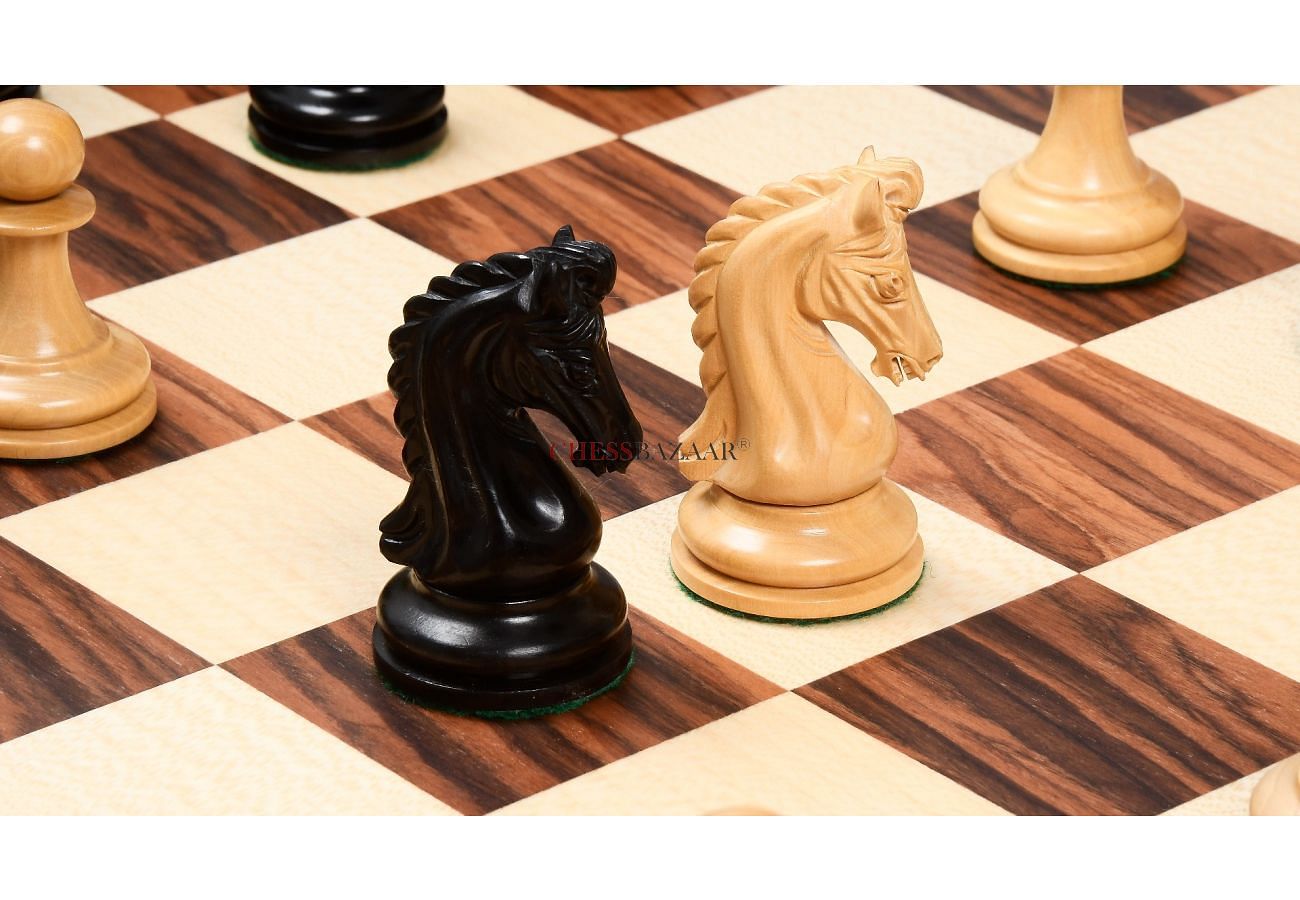 New Exclusive Staunton Chess Set Ebony & Boxwood Pieces with Black & Ash  Burl Chess Board & Box - 3 King - The Chess Store