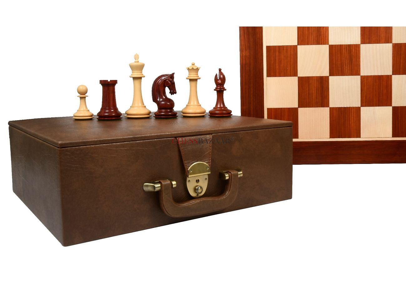 Combo of CB Red Rum Luxury Staunton Series Chess Set with