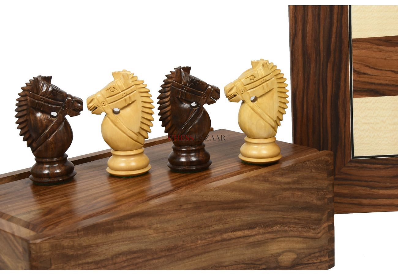 The Kings Bridle Series Complete Chess Set Boxwood & Sheesham 
