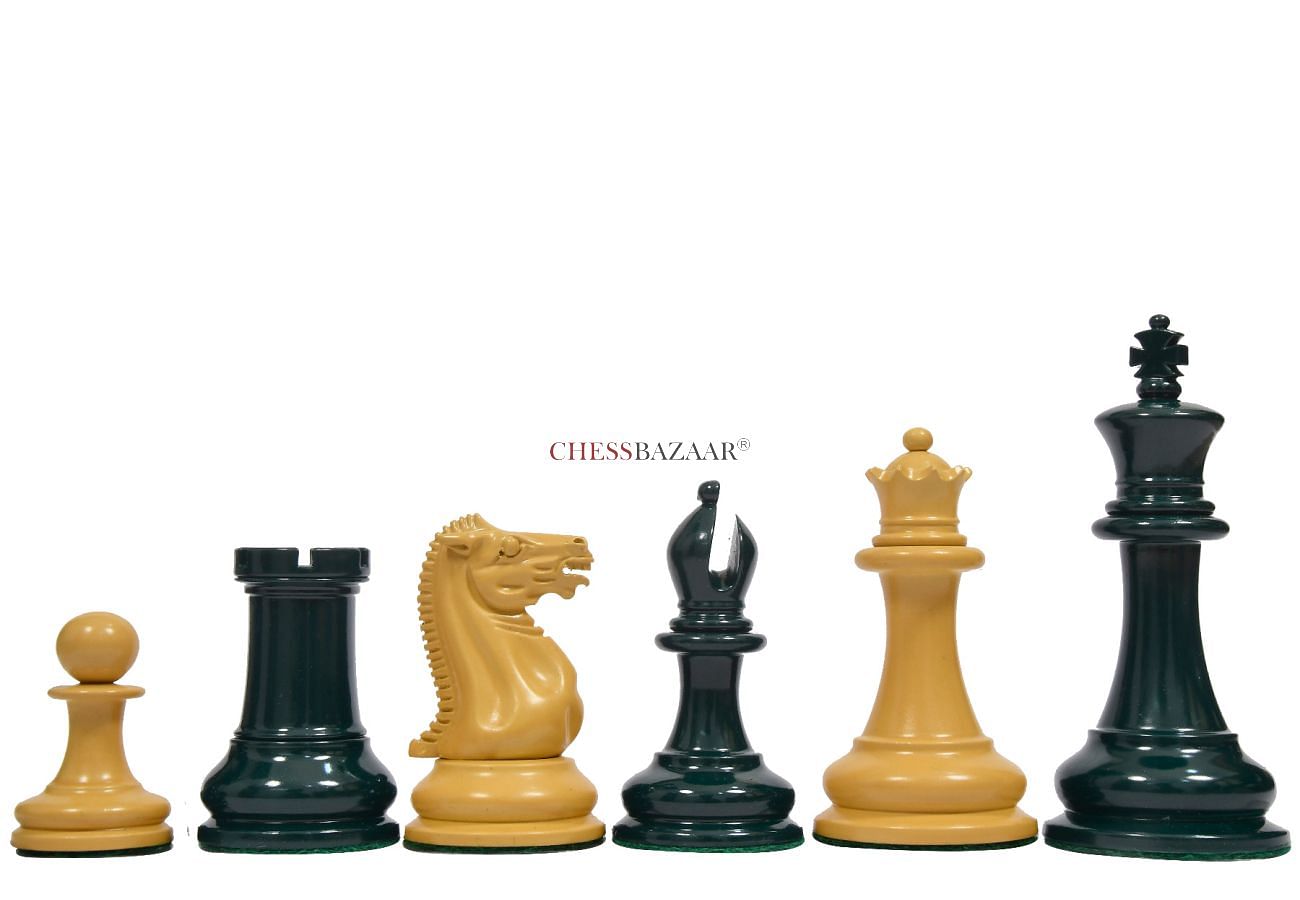 Tournament Chess Set - Extra Large & Heavy 4 Luxury Chess Pieces (  Ivory/Black) with Green/White Roll-up Chess Board