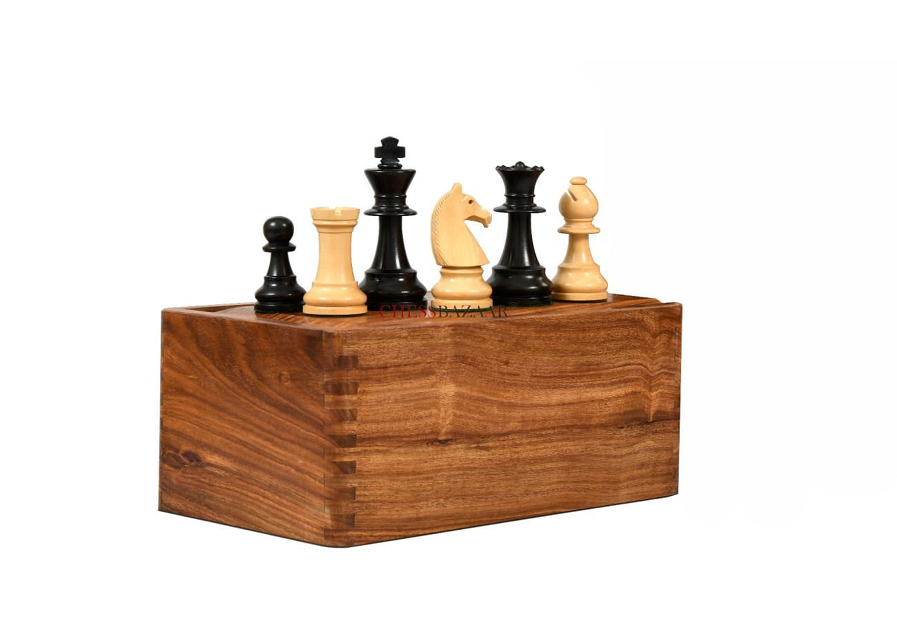 Combo of Reproduced 90s French Chavet Championship Tournament Chess Pieces  V2.0 in Ebonized / Box Wood 