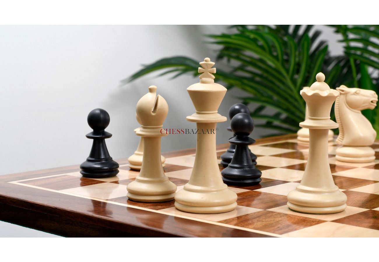 Analysis Chess Set - 12” Green Vinyl Chess Board – 32 Black & Natural Pieces