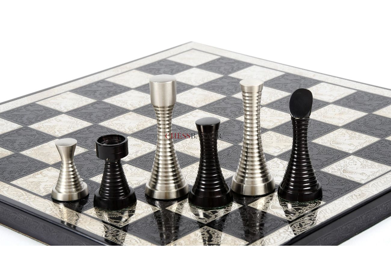 Brass Metal Luxury Chess Pieces & Board Combo Set in Shiny 