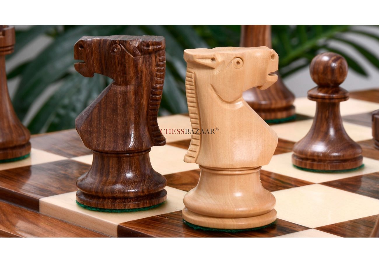 French Lardy Carry-All Chess Set Golden Rosewood & Boxwood Pieces - Black