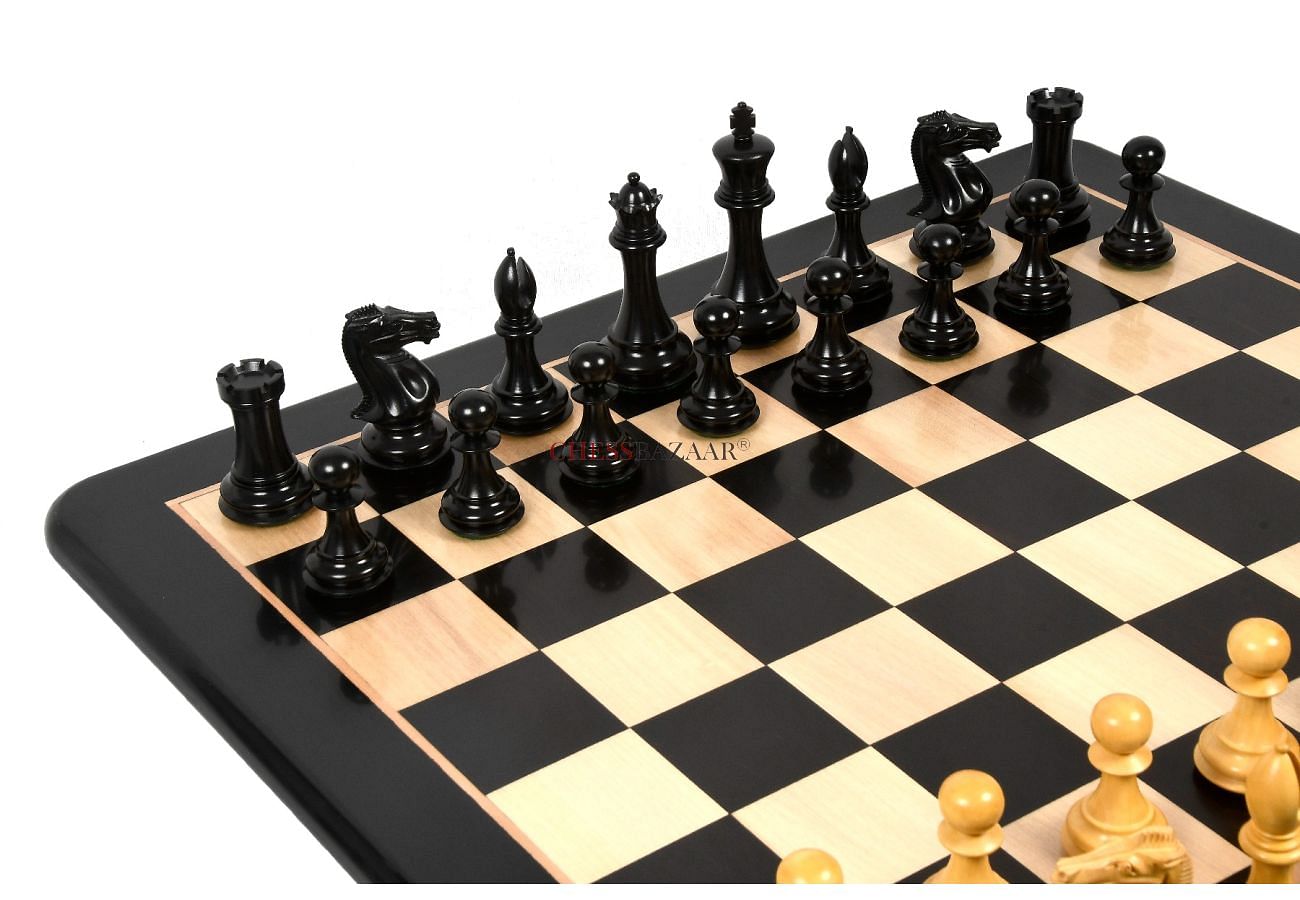 Deluxe Old Club Staunton Chess Set Ebony Boxwood Pieces with Black