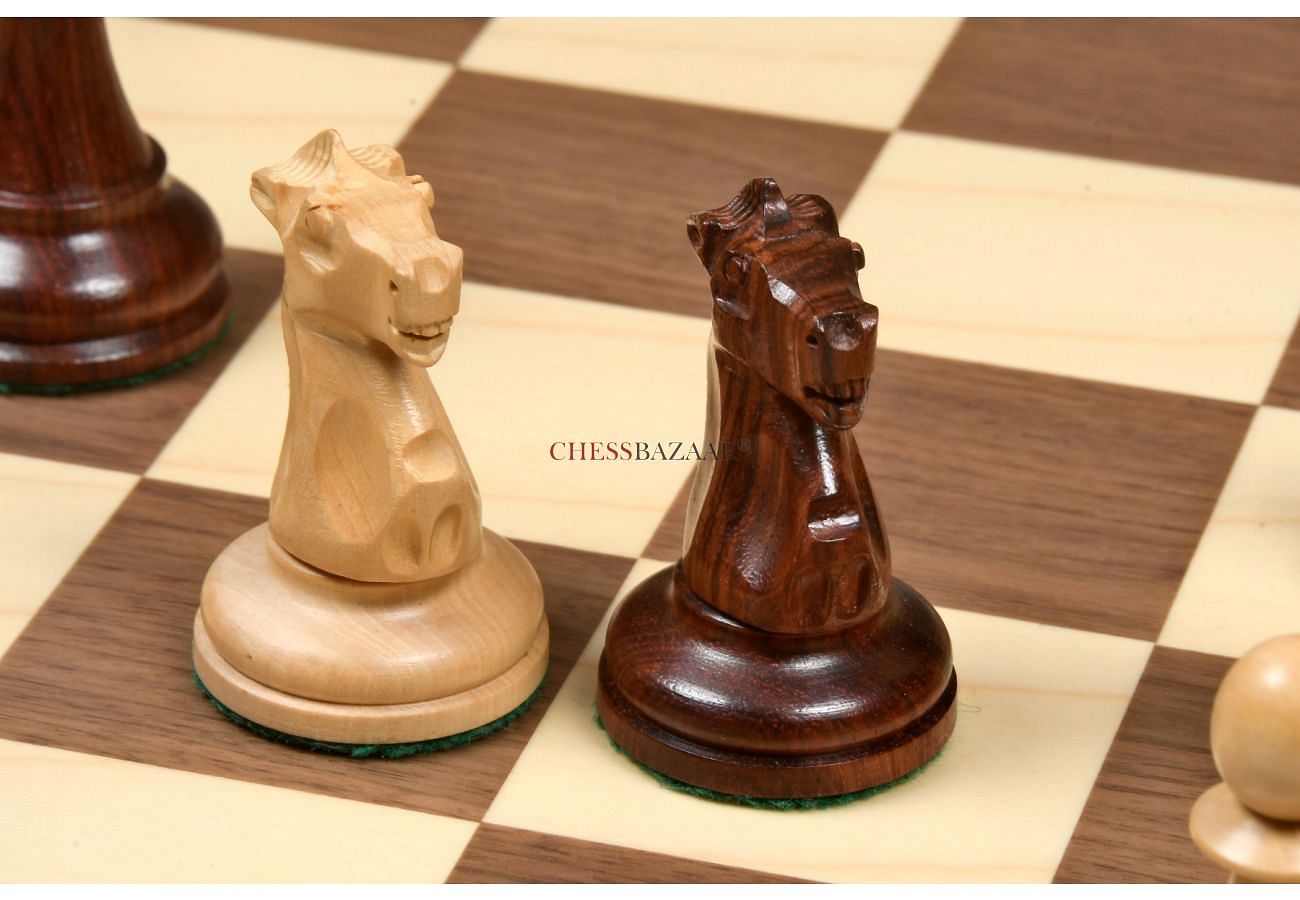 French Lardy Staunton Chess Set Ebonized & Boxwood Pieces with Classic  Walnut Board & Box - 3.75 King