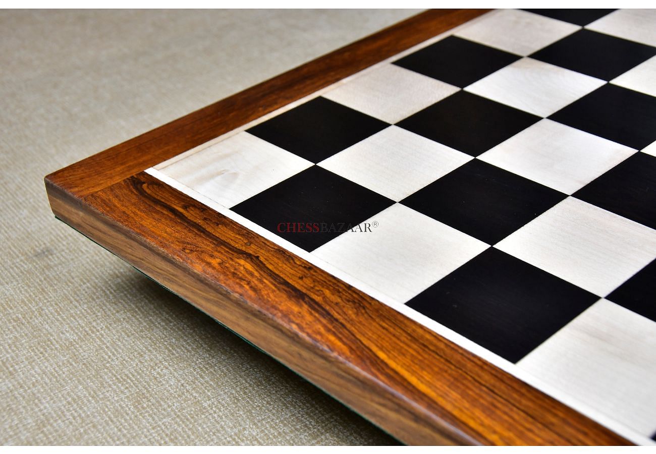 21 Solid Inlaid Ebony & Maple Wood Chess Board With Coordinates - 55 mm  Square