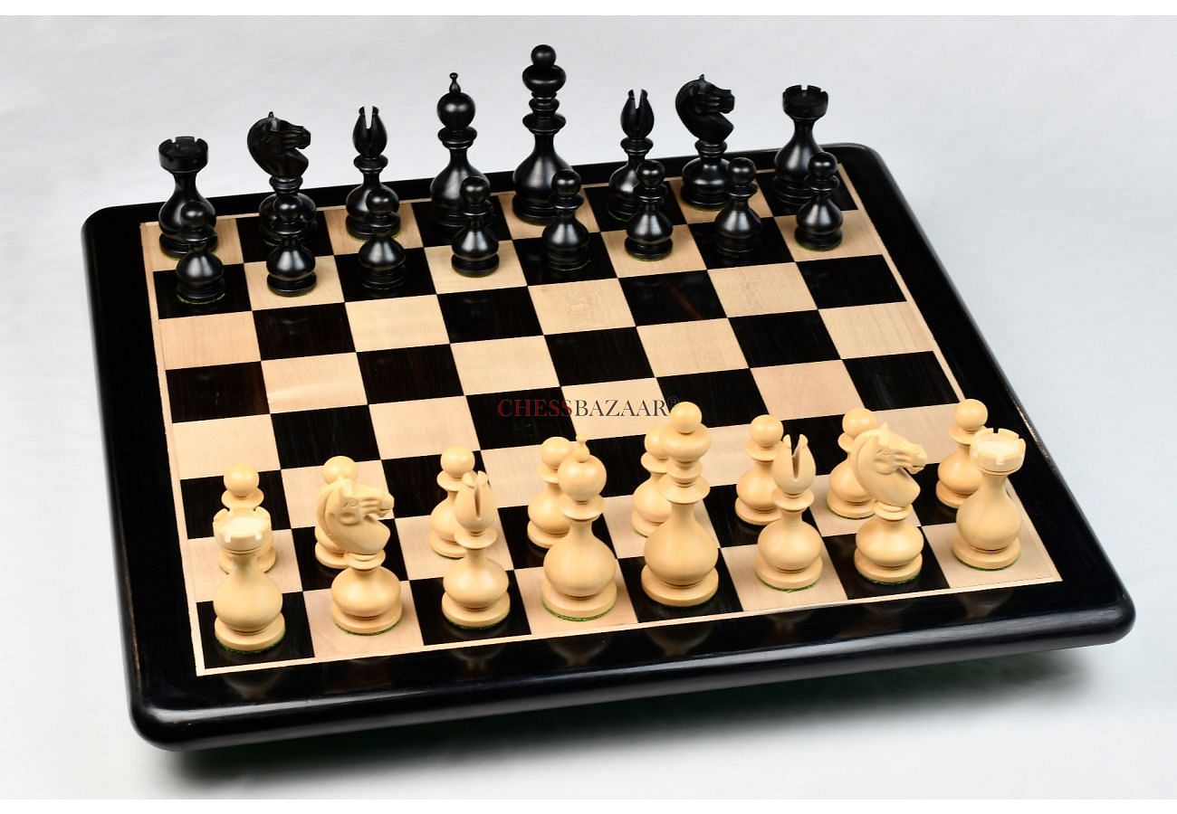 Combo of Reproduced 90s French Chavet Championship Tournament Chess Pieces  V2.0 in Ebonized / Box Wood 