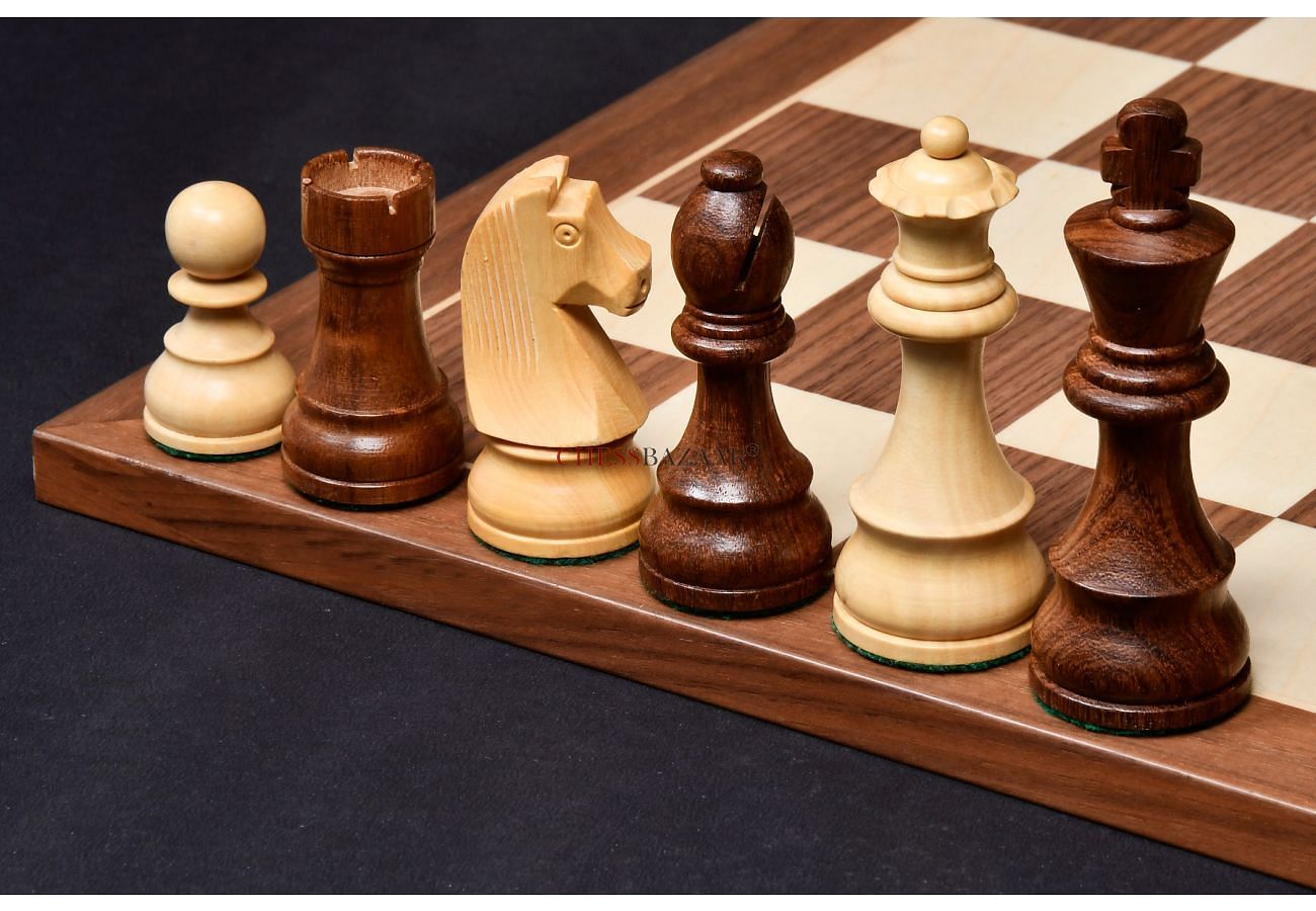Buy Now! The Tournament Chess Pieces With German Knights & Walnut Maple  Chessboard.