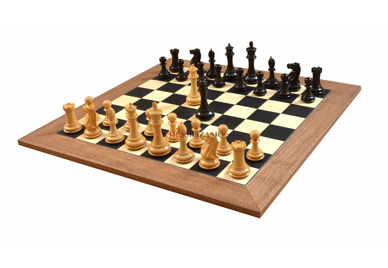 Deluxe Old Club Staunton Chess Set Ebony Boxwood Pieces with Black