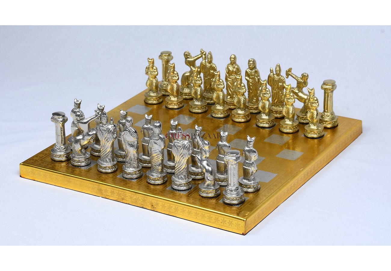 Brass Metal Luxury Chess set, Pieces & Board game antique collectibles  vintage