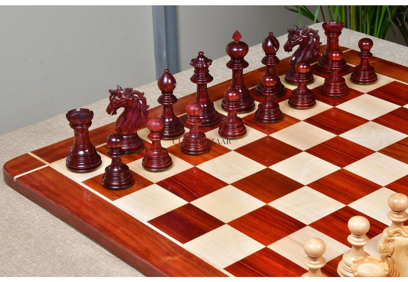 Combo of American Adios Series Luxury Chess Set with Wooden Board in Ebony  / Box Wood - 4.4 King