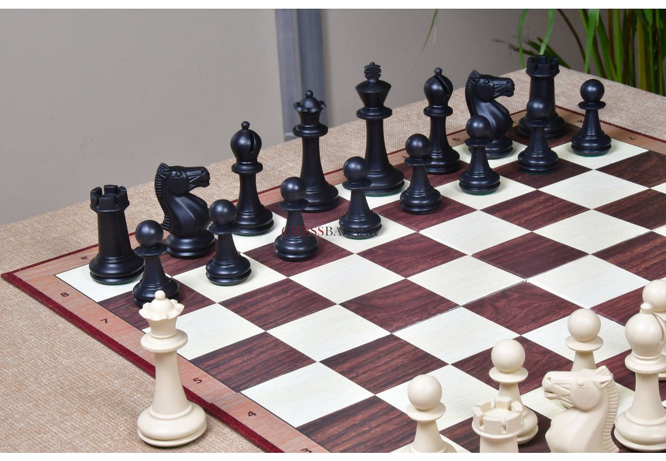 Rollup Thick Black Leather Chess Case, Mat and Weighted Chess Pieces