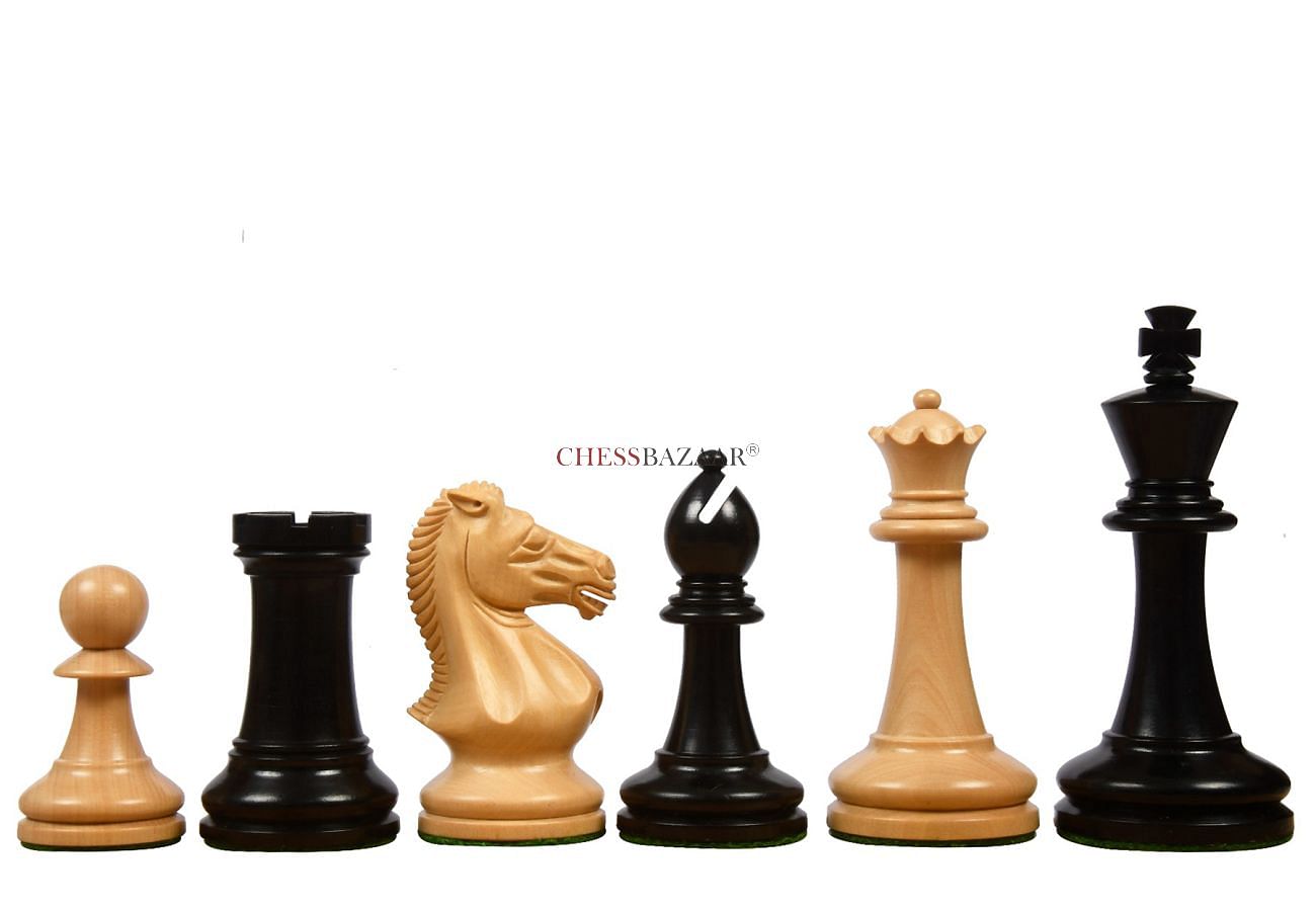 Deluxe Old Club Staunton Chess Set Ebony Boxwood Pieces with Black