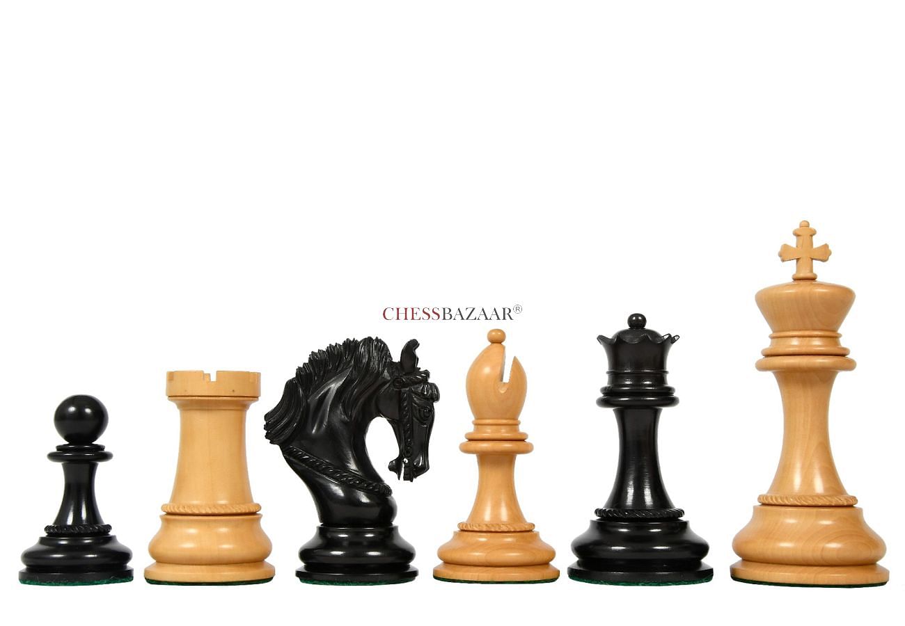 Reproduced 1910 Circa Lasker–Schlechter World Championship Chessmen in  Genuine Ebony Wood & Boxwood - 4.4 King