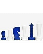 Berliner Series Modern Minimalist Chess Pieces in Blue and White Painted Box Wood - 3.7" King